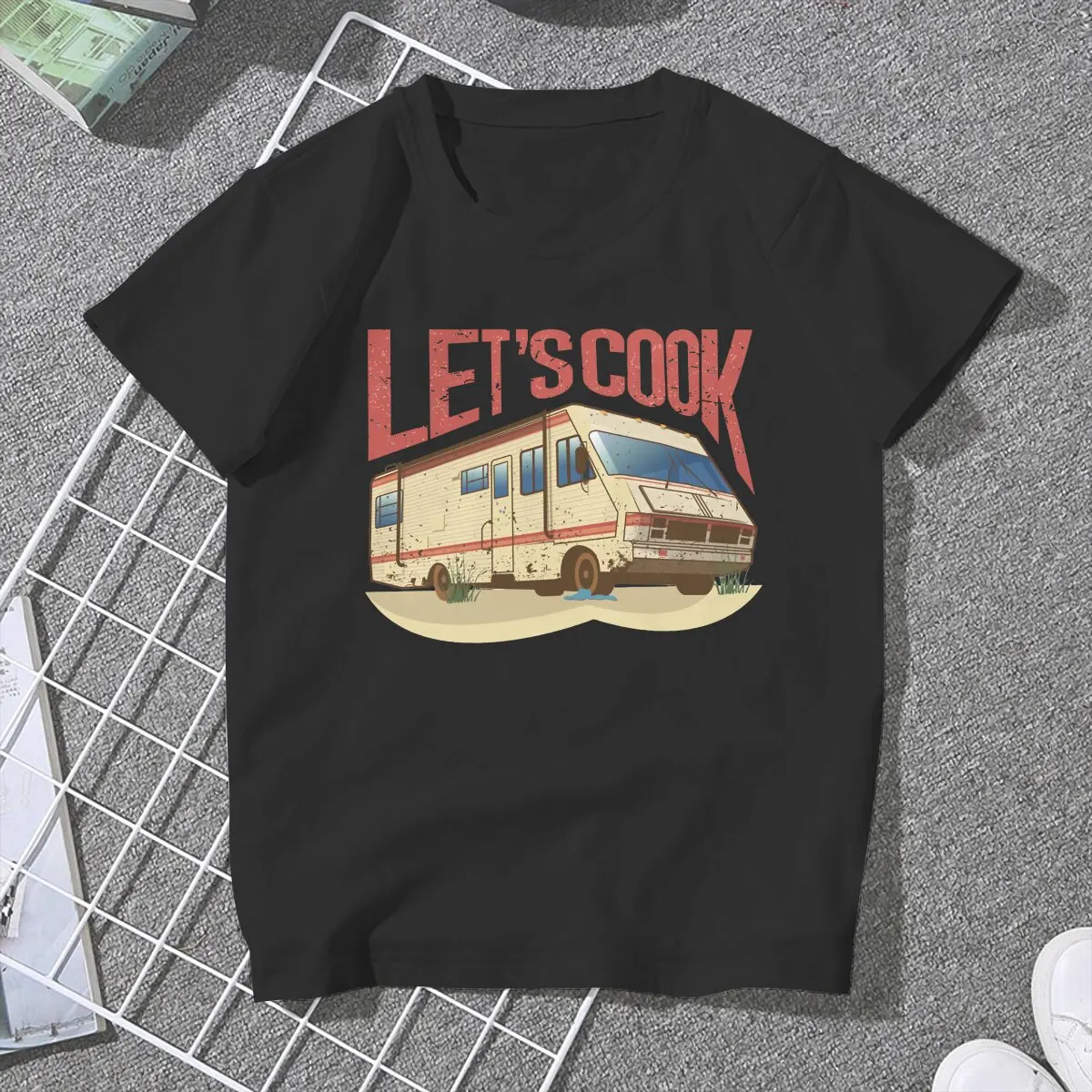 RV Lets Cook Women T Shirts Breaking Bad Walter White TV Novelty Tees Short Sleeve Round Neck T-Shirts Summer Clothing