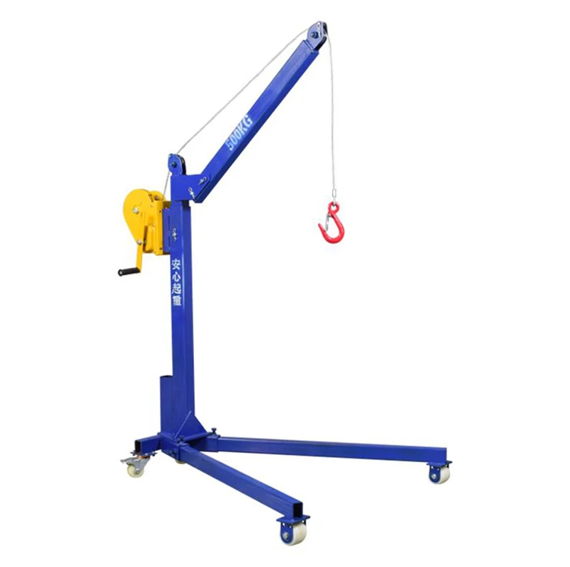 

Factory direct construction equipment small mobile wheel electric jib hand winch crane