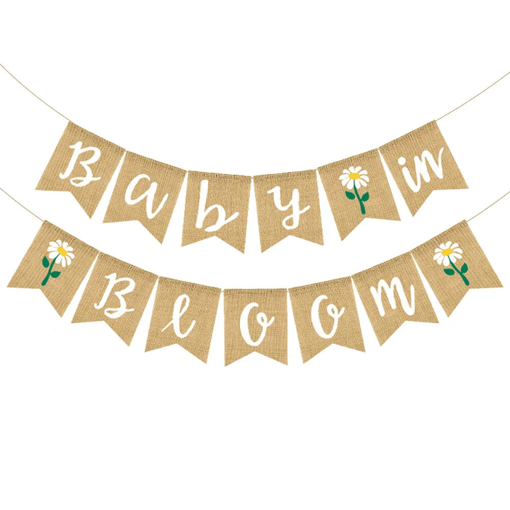 Banner Baby Birthday Pull Flag Girl Country Decor Garlands Linen Burlap Bunting