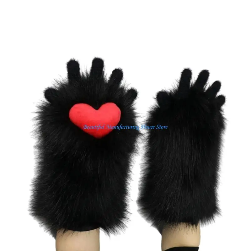 

E56A Halloween Women Cats Paw Glove Carnivals Party Performances Plush Glove