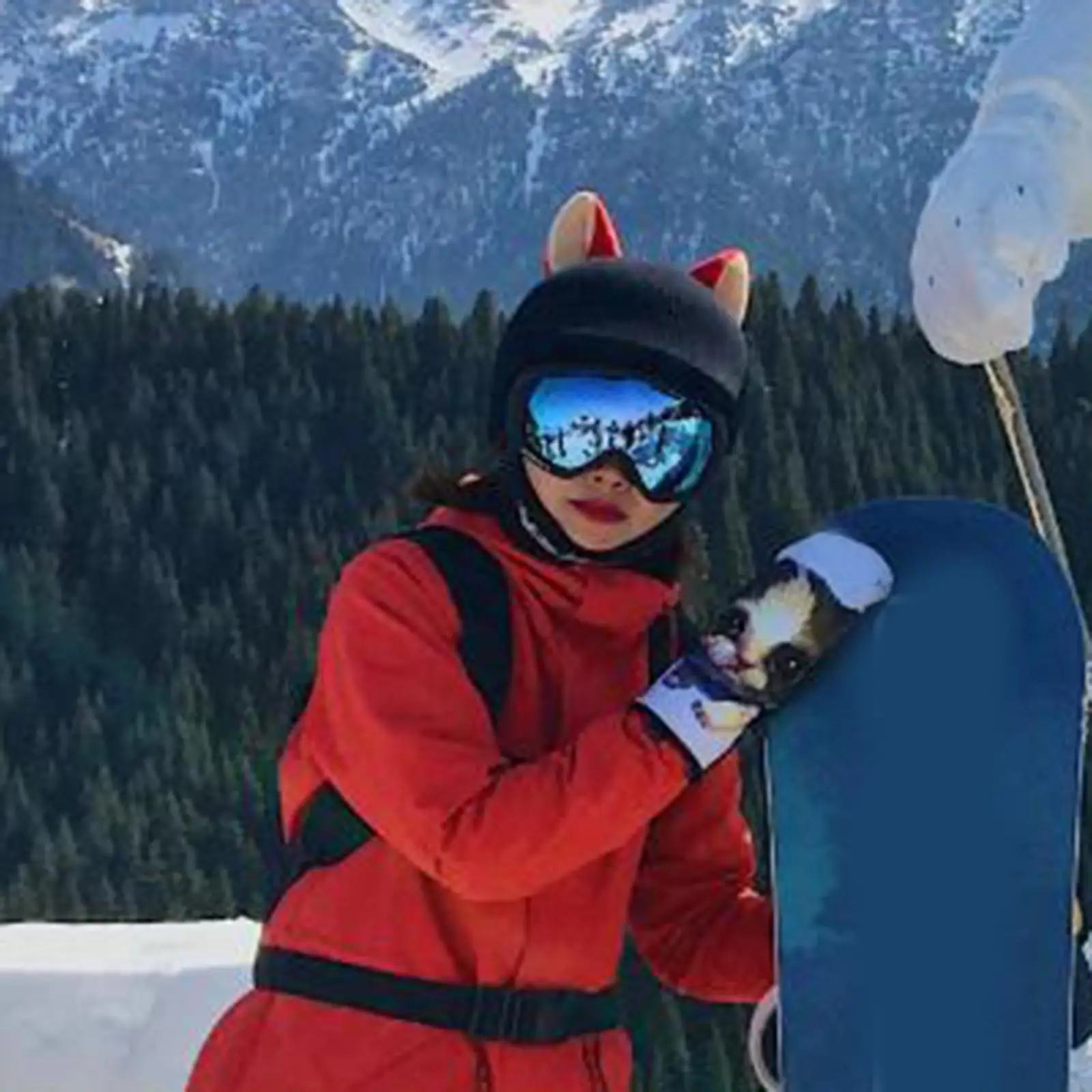 Ski Helmet Cover Creative Cute Animal Ears Design Knitted Warm Sleeve Ski Protector Universal Fit for Winter Snowboarding