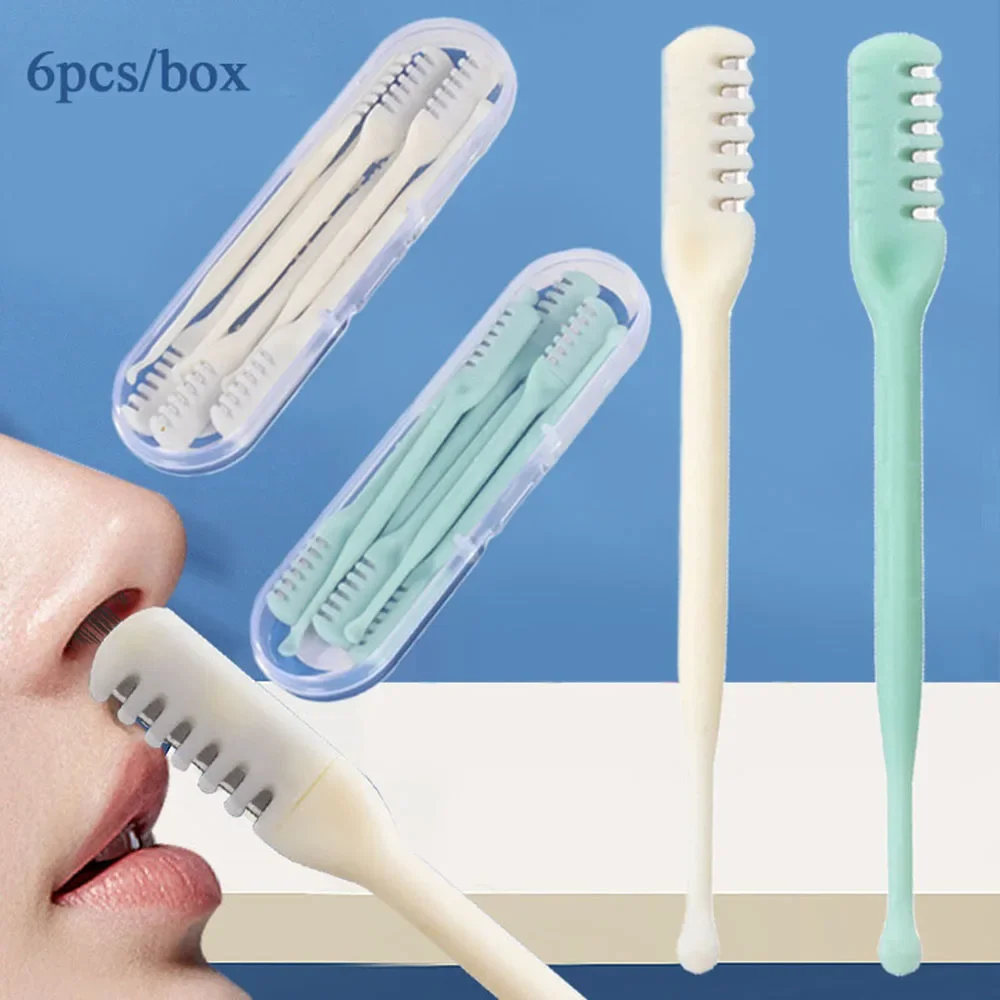 6 قطعة مزدوجة نهاية الأنف سكين دليل الأنف الشعر المتقلب المحمولة الأذن مغرفة مكشطة الشعر الحلاقة الأنف الشعر Neus المتقلب الرجال