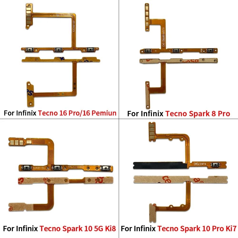 Power On Off Volume Side Button Key Flex Cable Parts For Infinix Tecno 16 Pro Camon 20 CK6N Pova Neo LG6N Spark 5 7 8 10 GO 20