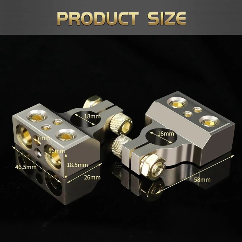 ABPP-Terminales de batería, conectores de terminales de batería de calibre 0/4/8/10 con cuñas y cubiertas protectoras, extremos de cables de batería de coche