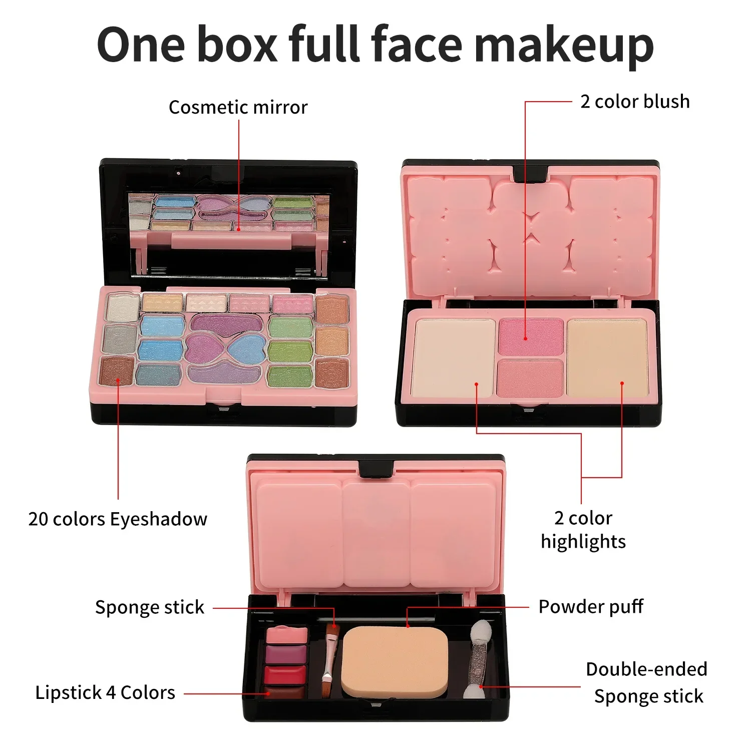 Makeup Kit Full Set Box for Girl Multi-functional 28 Color Face Powder Eyeshadow Lips Make Up Brushe Highlighter Bronzer Palette