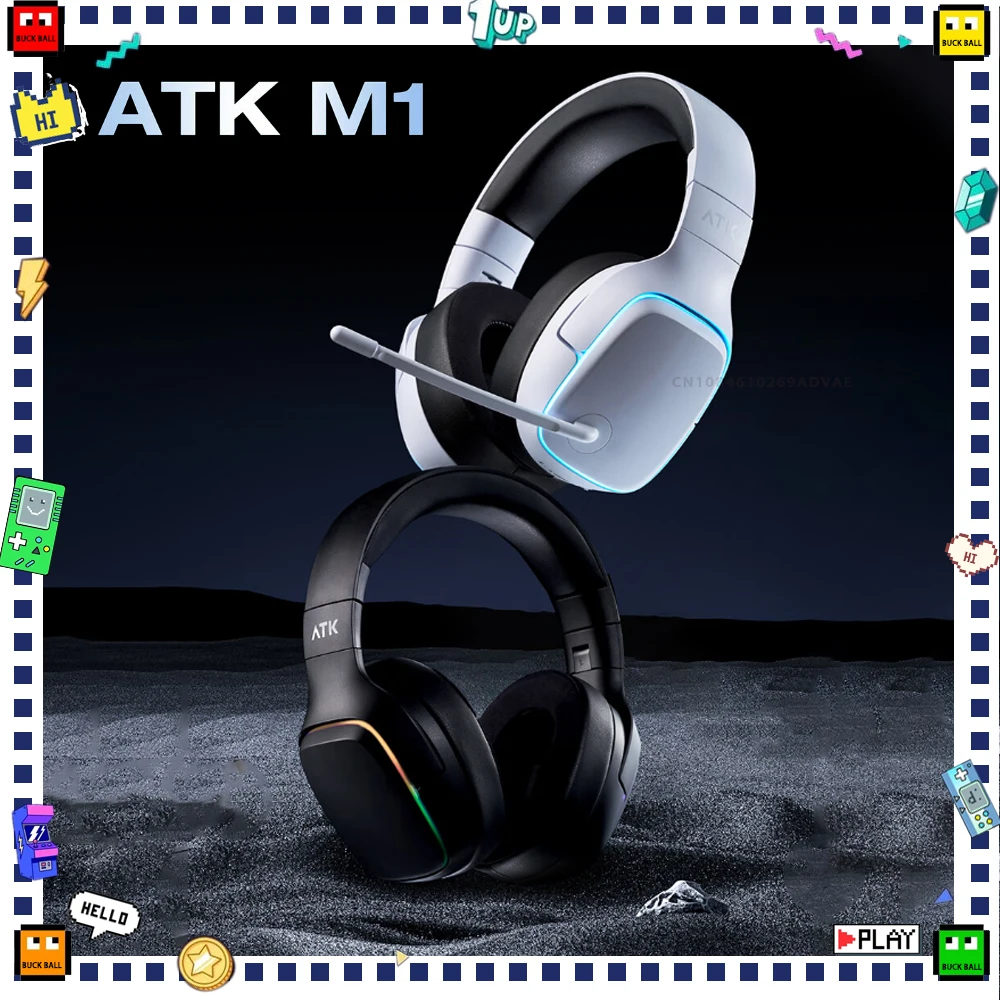 ATK M1 SE Headphone Tri Mode Wireless Headset Custom Low Delay ENC Long Battrey Life Virtual 7.1 Channel Earphone Game Accessory