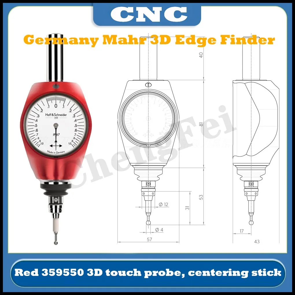 Hoffman Germany CNC 3D edge finder pointer type Mahr 359550 red 3D touch probe three-dimensional subpointing stick 359505 probe