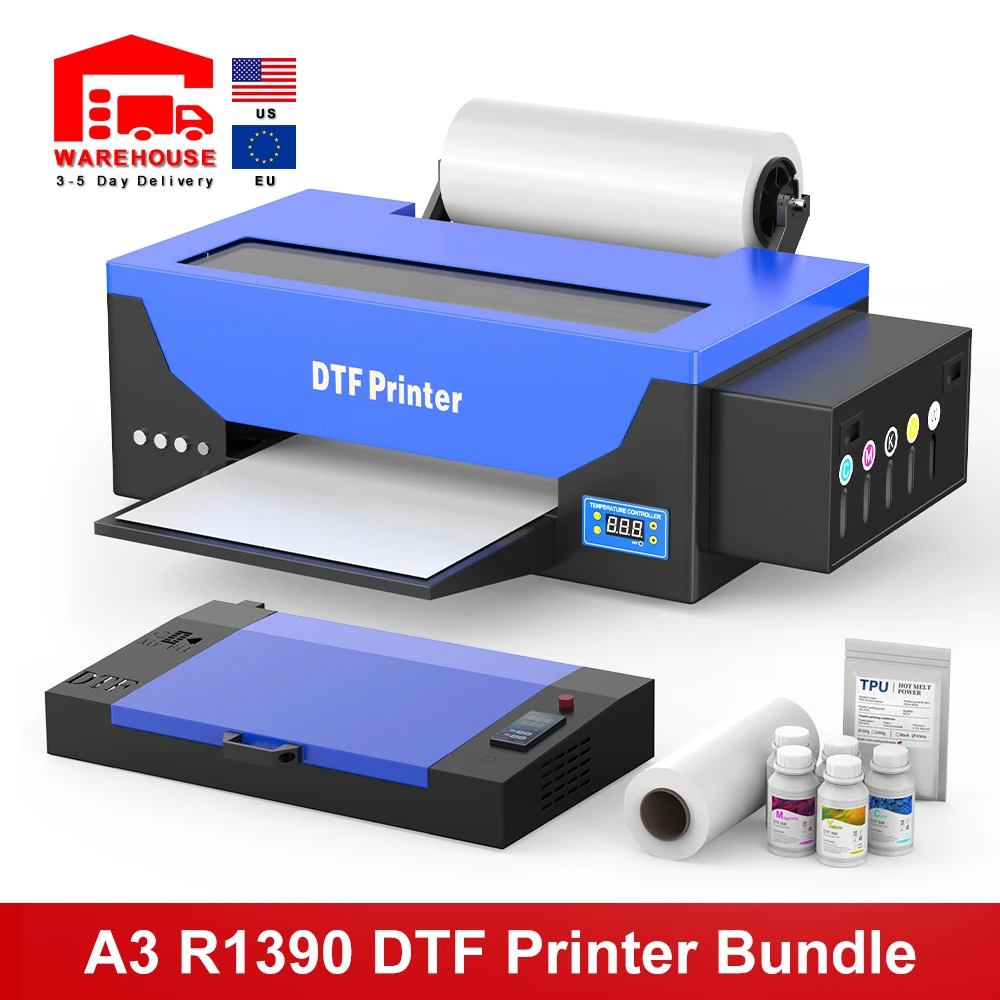 

A3 DTF Printer with DTF Oven Direct to Film Printing Machine with Epson R1390 Head for Custom T-Shirt, Clothes, Textile Printing