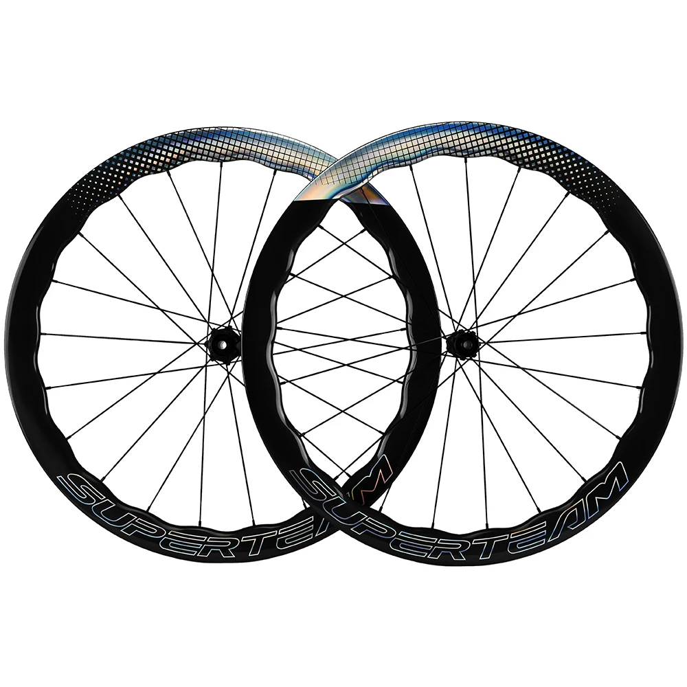 SUPERTEAM Disc Brake Carbon Wheels UCI Quality Carbon Rim 700C Tubeless Clincher Road Bike Wheels HG/XDR Hub