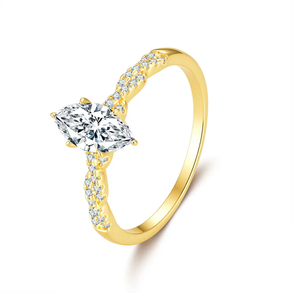 

Apaison Luxury Sparkling 1 Carat Moissanites Women's Wedding Band Ring - Engagement Party Gold Plated Jewelry Gift 5~9
