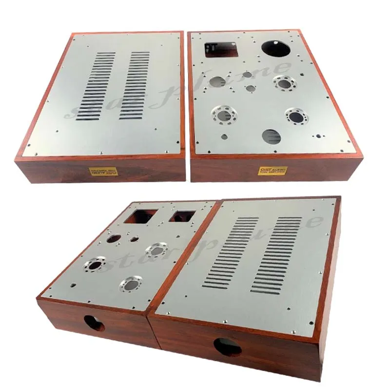 400*300*70mm Wooden Amplifier Case Preamplifier Chassis Split Style Vacuum Tube Amplifier Chassis Shell DIY Box