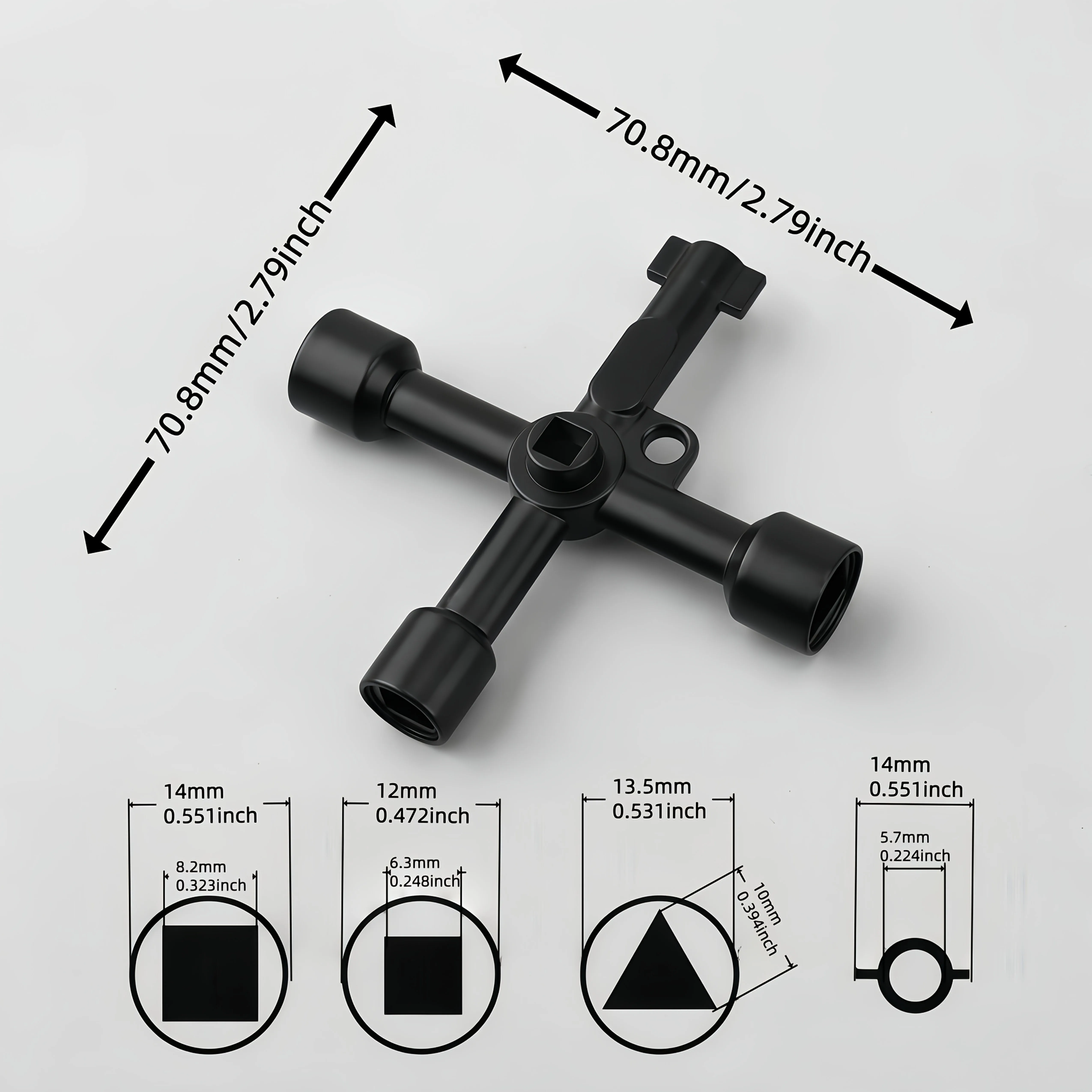 4 in 1 Universal Cross Key Multi Functional Cross Triangle Key Electricians Valve Tools for Electric Water Gas Meter Box Cabinet