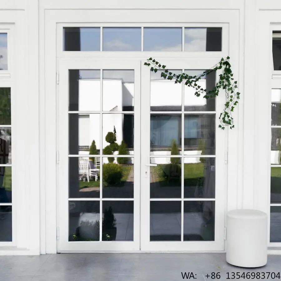 

High Quality Slim Frame Aluminum White French Door Glass Entry Door Interior French Swing for Villa Decorative Aluminum Alloy