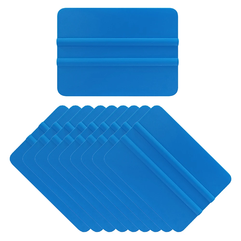 

10 шт. синий скребок, пластиковый винил, углеродное волокно, средство для удаления льда для окон, чистка, автомойка, скребок с войлочным инструментом, скребок для упаковки пленки