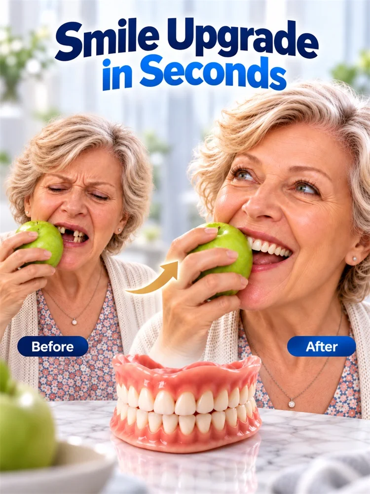 Orthodontic False Teeth Silicone Kit Soft Comfortable Fake Tooth Upper Lower Veneers Denture Set for Oral Hygiene Care