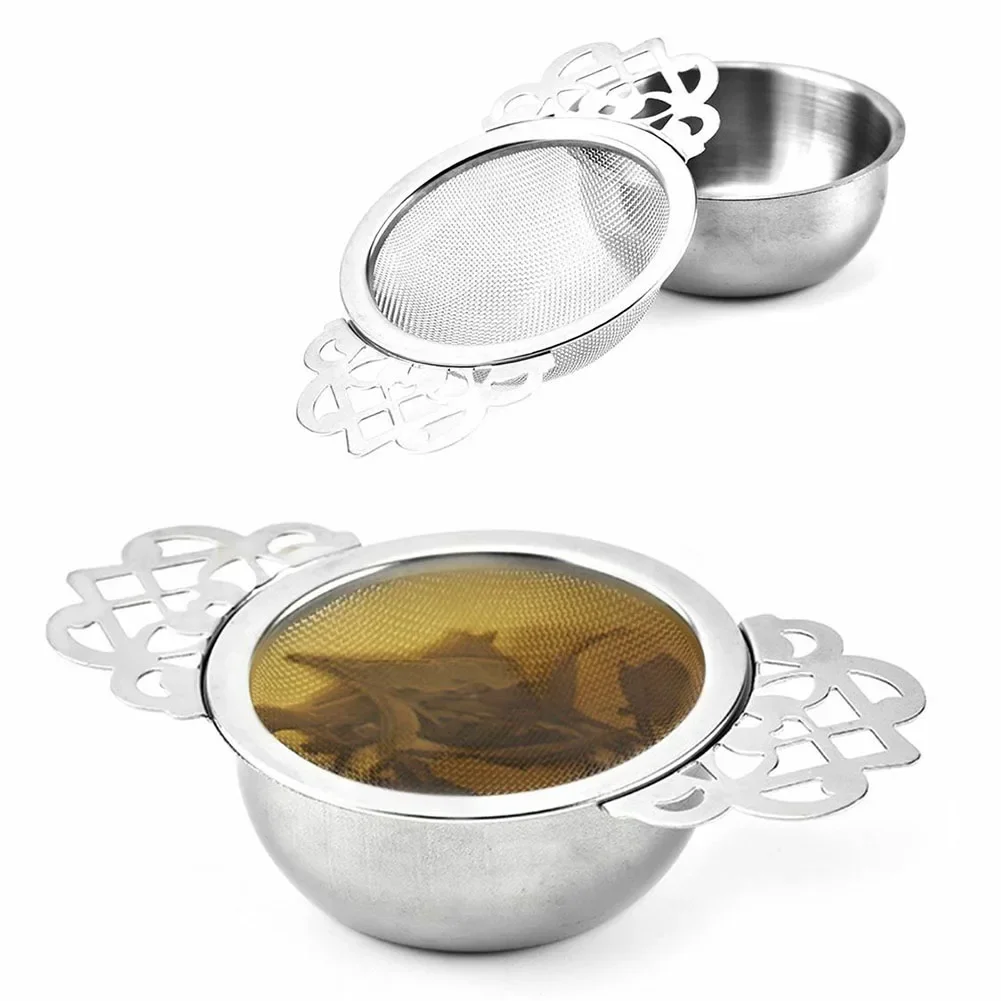 

Reusable Stainless Steel Tea Strainer Teapot Double Handle Tea Infuser Fine Mesh Coffee Filter Teapot Cup