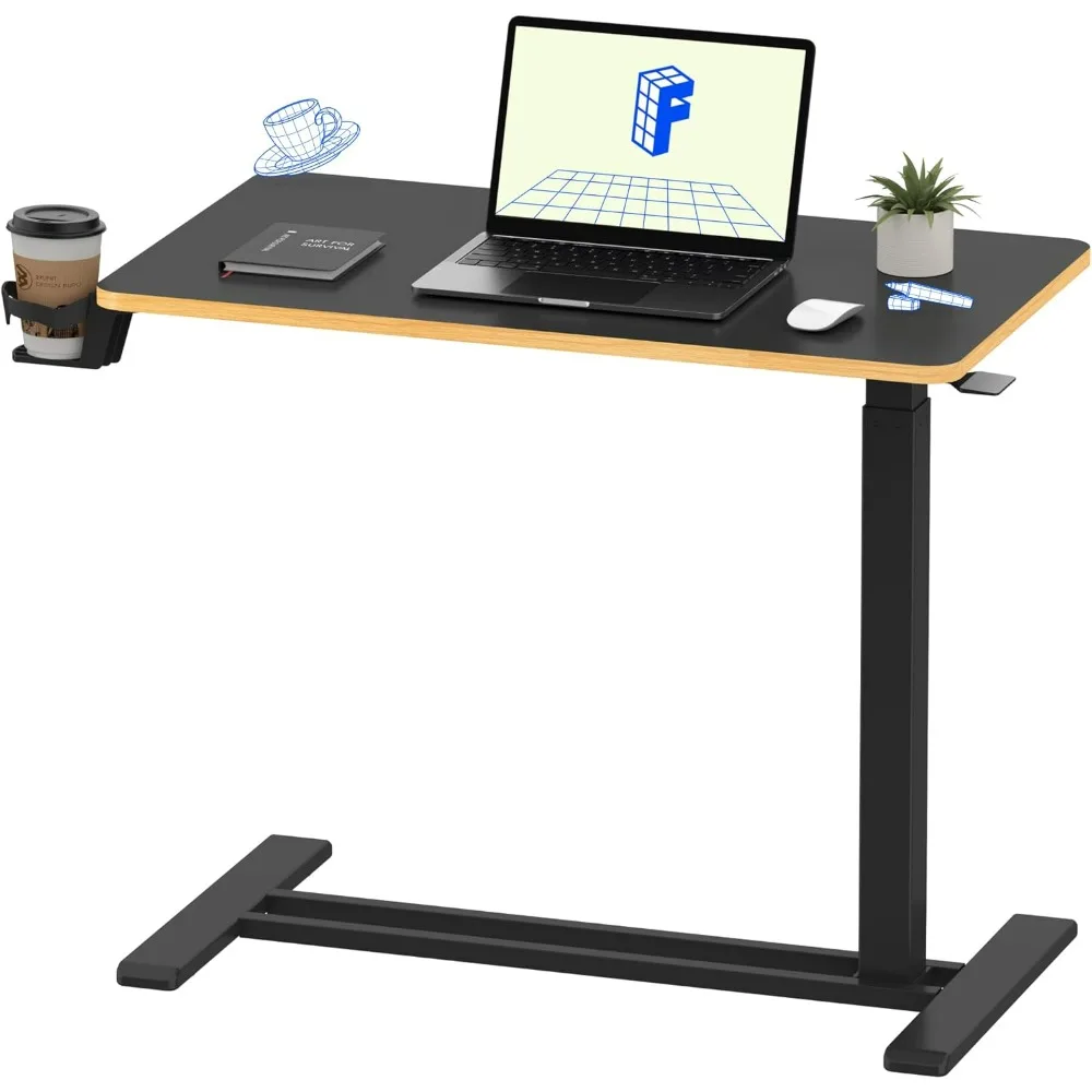 

Mobile Standing Desk with Wheels Pneumatic Laptop Desks Rolling Computer Cart Movable Height Adjustable Small Sit Stand Desk