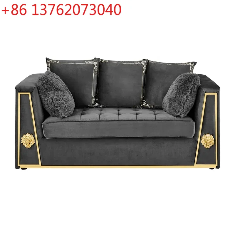 

Modern Contemporary Sofa Tufted Velvet Upholstered Low Back Loveseat & 3 Seat Sofa Grey Living Room Sofas
