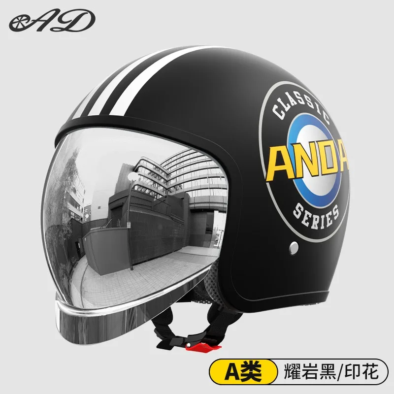 

AD Electric Motorcycle Helmet for Men and Women General GB Certification Battery Car Helmet Winter Warm Half Helmet