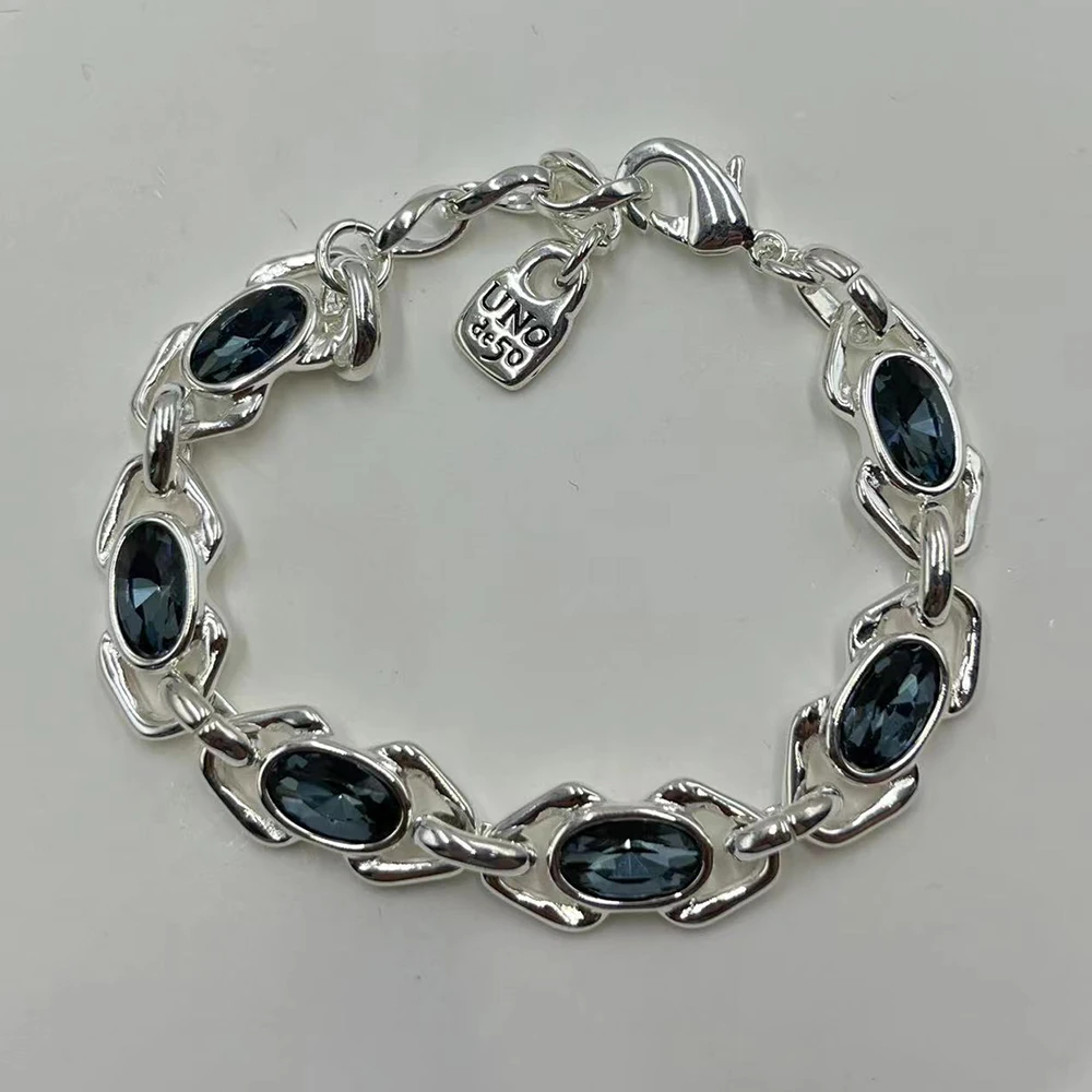 2024 new European and American fashion innovation design niche blue gemstone bracelet jewelry romantic couple gift