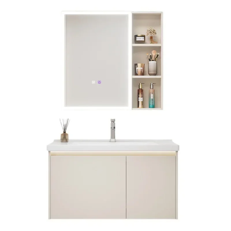 

Nordic Aluminum Alloy Bathroom Cabinets Ceramic Washbasin Smart Mirror Cabinet Bathroom Vanity Cabinet Sink Bathroom Furniture