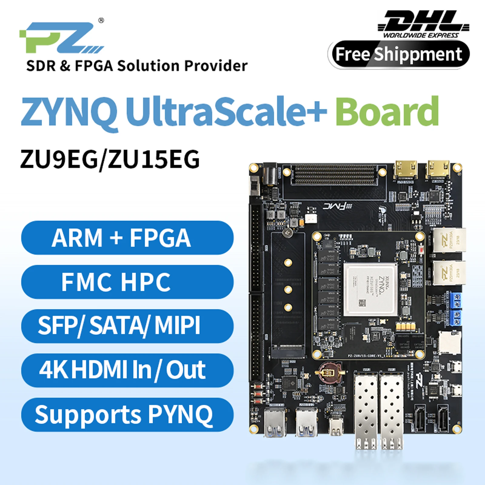 

Puzhi ZU9EG ZU15EG FPGA Development Board Xilinx ZYNQ UltraScale+ MPSOC XCZU9EG XCZU15EG Evaluation Kit FMC 4K HDMI