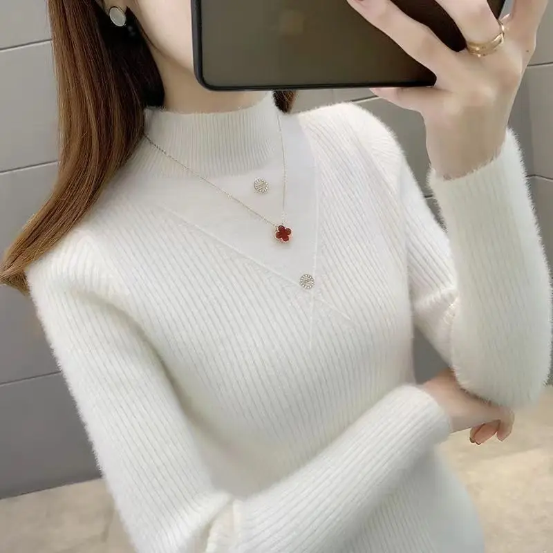 

Daliang вязаный свитер без катышков базовый слой irt Премиум женский Faion Long Sve с высоким воротником стандартного кроя осенняя одежда