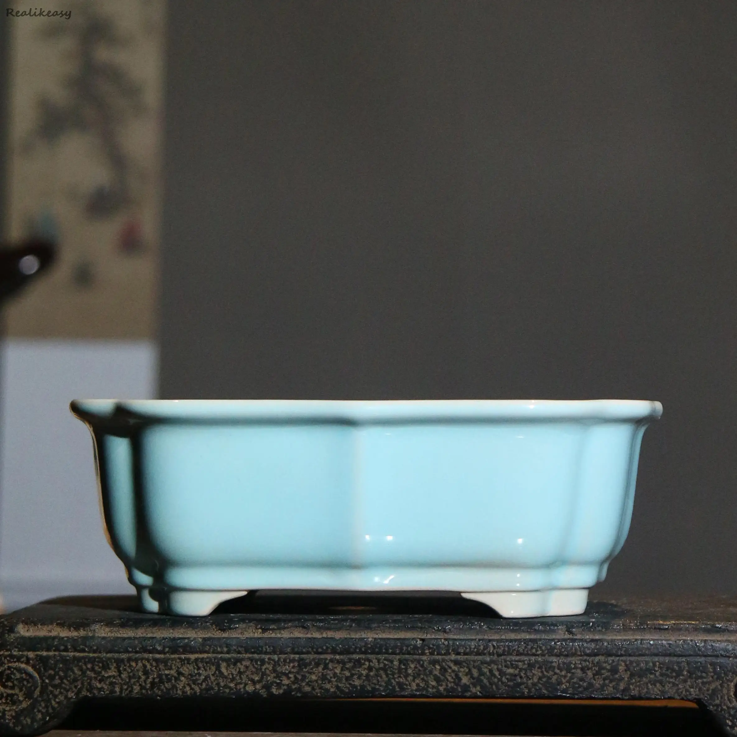 Ceramic Bonsai Pot Chinese Traditional Succulent Flower Pot Solid Purple Sand Flower Pot Desktop Decorative Flower Pot LC489