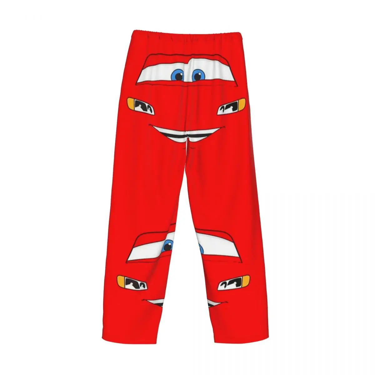 Pantalones de pijama personalizados Happy Cars Lightning McQueen, ropa de dormir de dibujos animados para hombre, pantalones elásticos para dormir con bolsillos