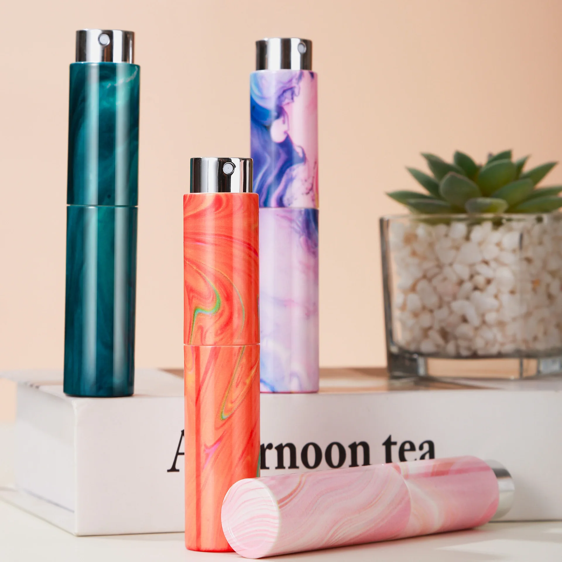 10 ml Bright Series Marmor High-End-Glasparfüm-Unterabfüllung, rotierende Spray, nachfüllbare Flasche