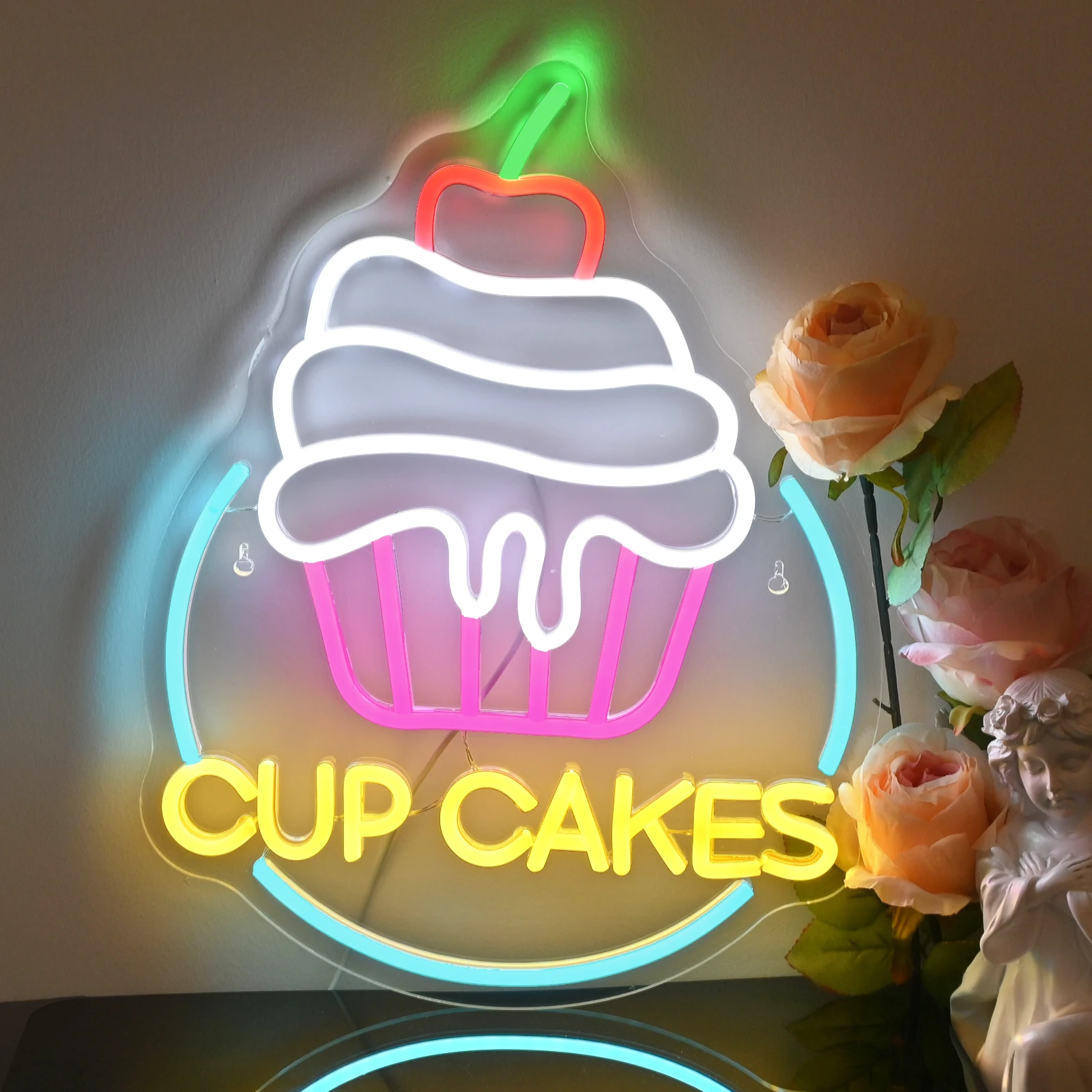 

Cup Cake Neon Sign for Wall Decor Dessert LED Neon Sign for Bakery Dessert Shop Bar Cafe Kitchen Dessert Station Bedroom Decor