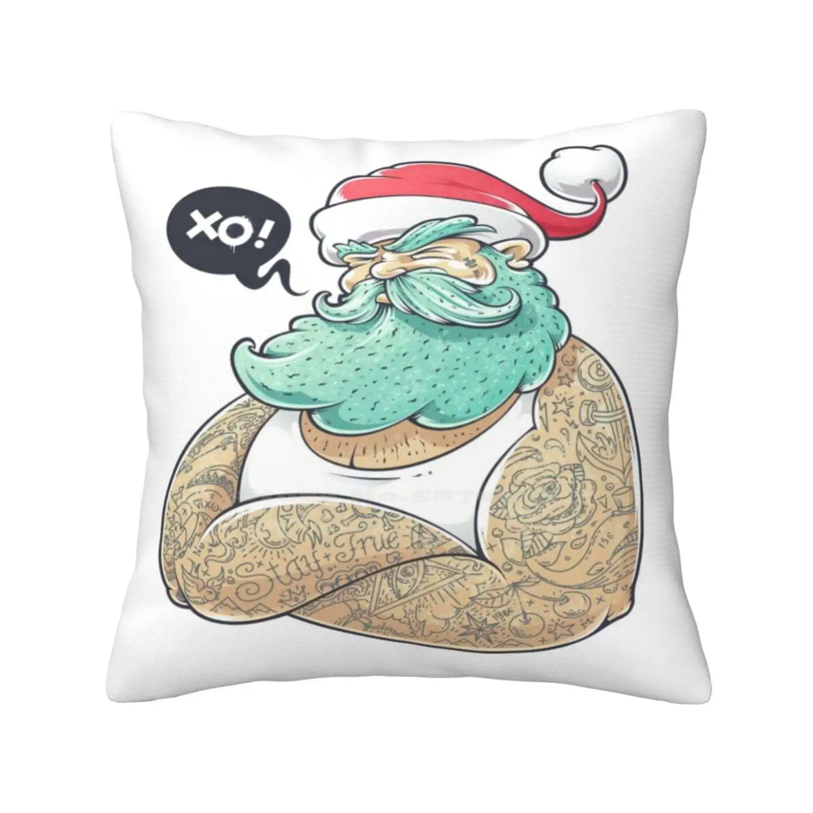 Hipsta Claus Pillowslip Pillowcase Vector Vecster Graphic Cool Santa Claus Hipstaclaus Merry Hipsmas Hipster Tattooed Holiday