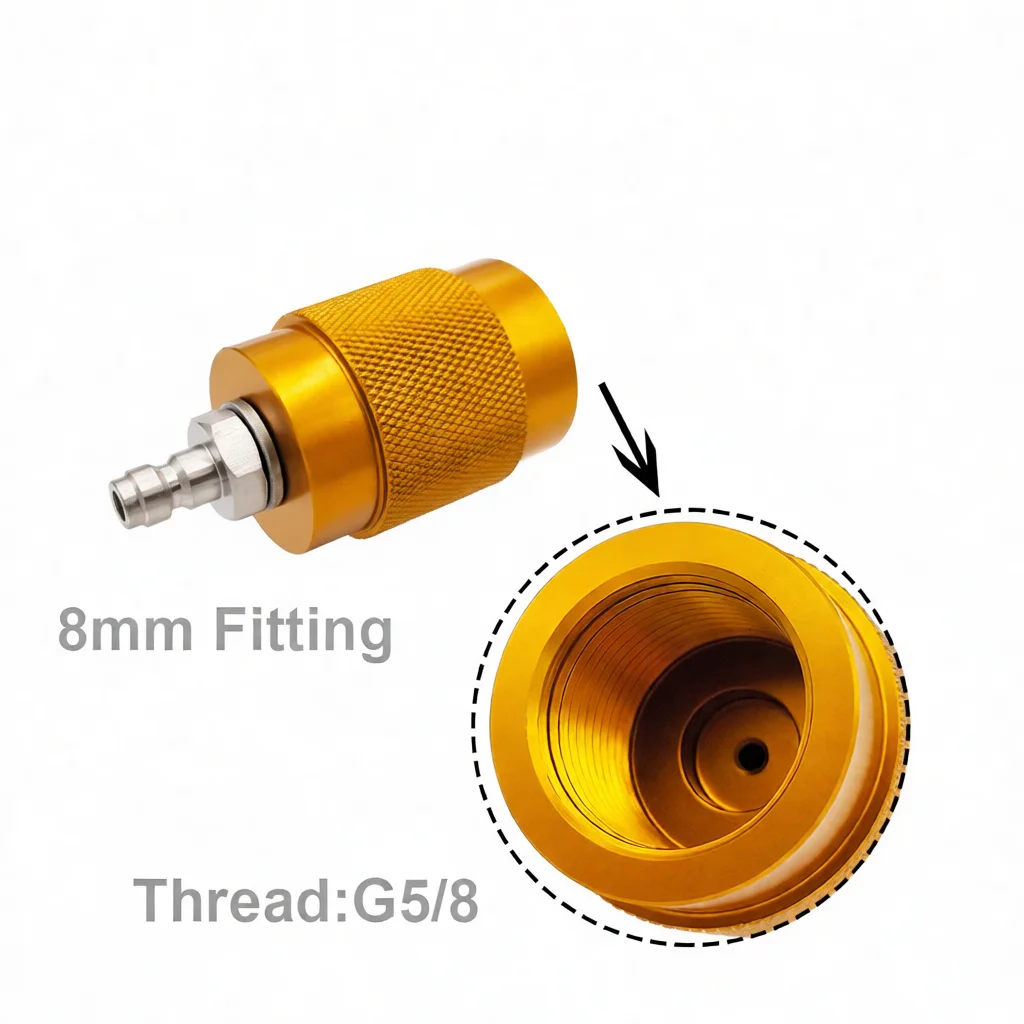 Premium G5 8 Female Thread To 8mm Quick Coupling Adapter For Scuba Diving Oxygen Tank And CO2 Gas Cylinder Connector