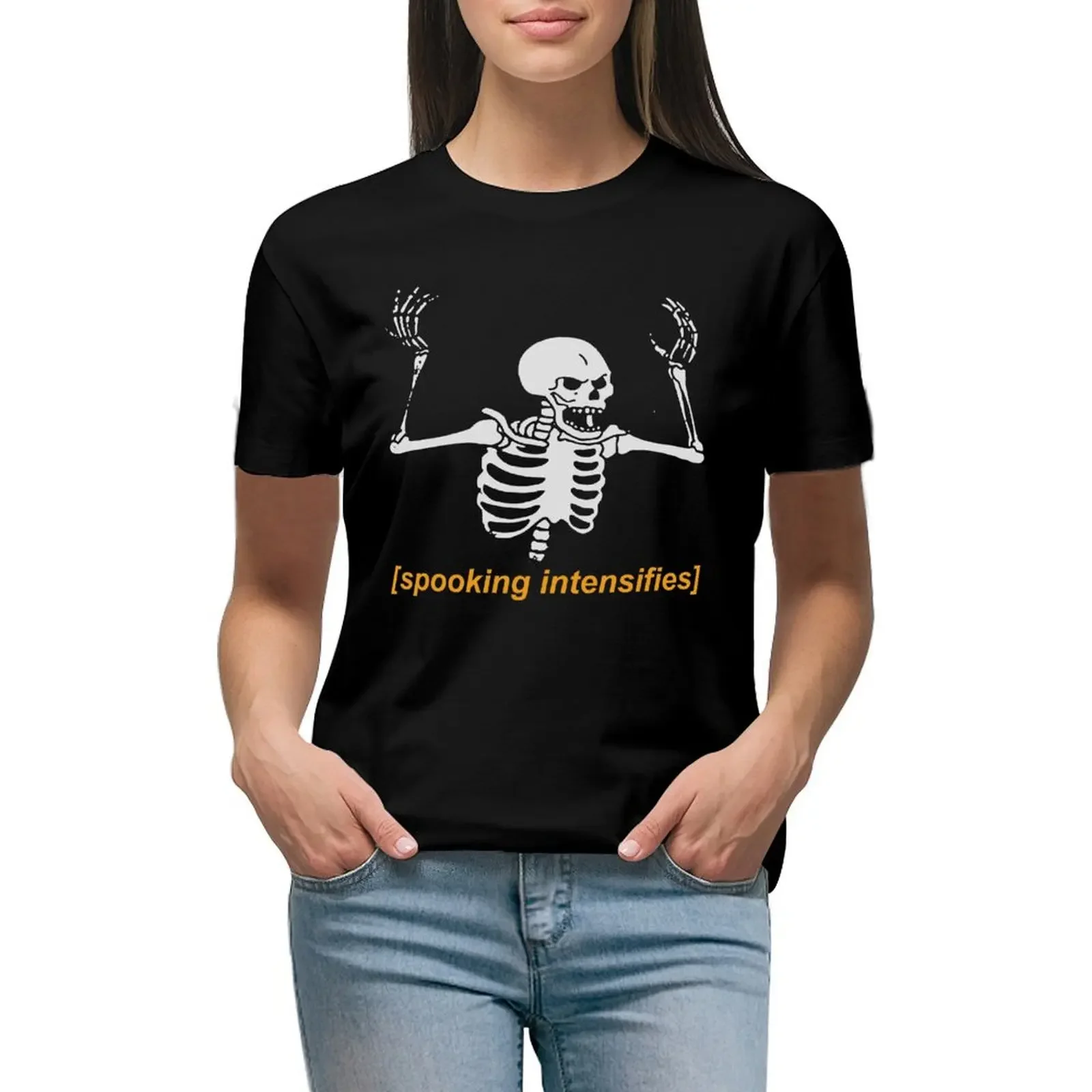 Spooking Intensifies Spooky Scary Skeleton Meme T-Shirt quick drying vintage customs design your own summer blouses woman 2024