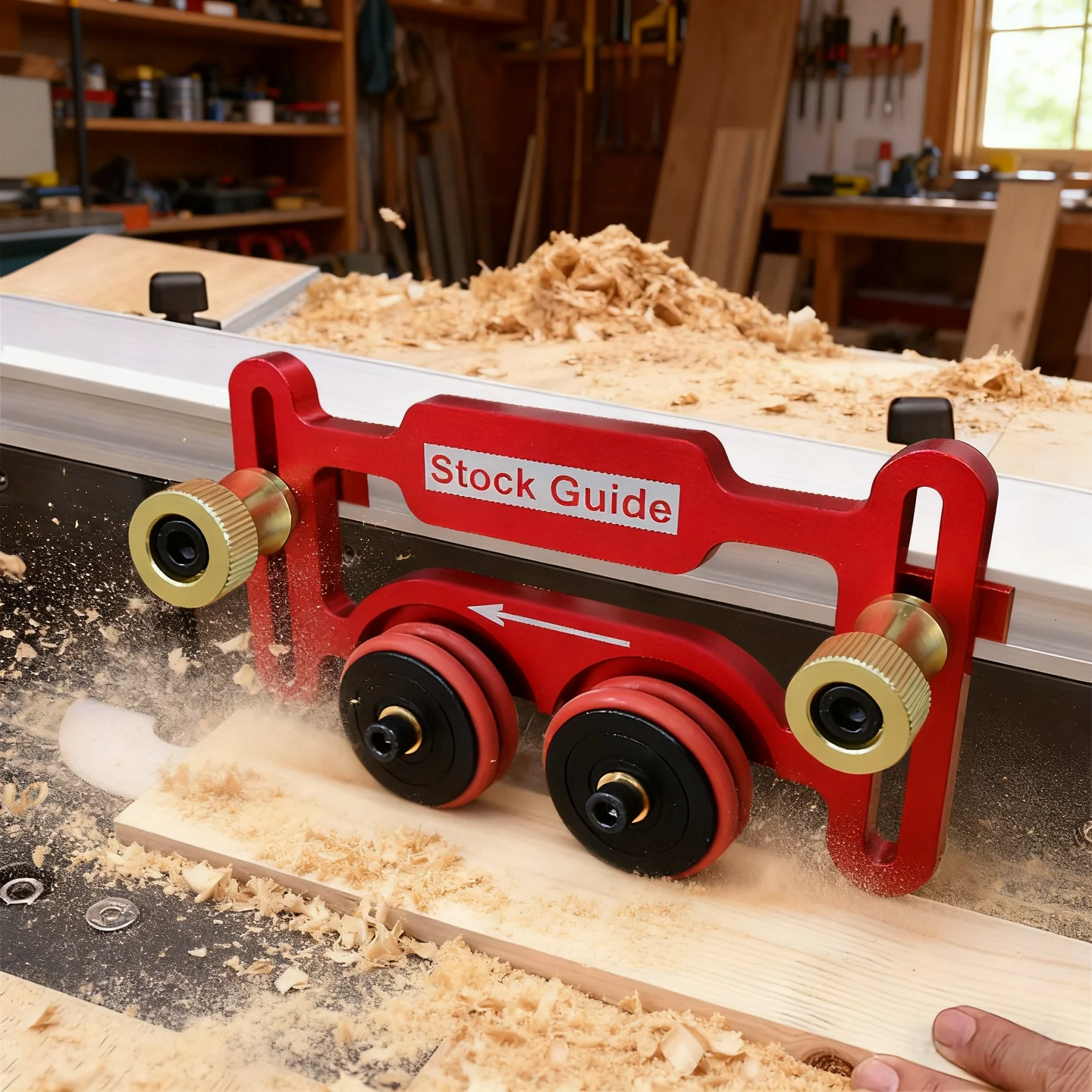 

Double Bearing Roller Feather Board with Sliding Block, Clear-Cut Stock Guides Table Saw Precision Guide for Woodworking Project