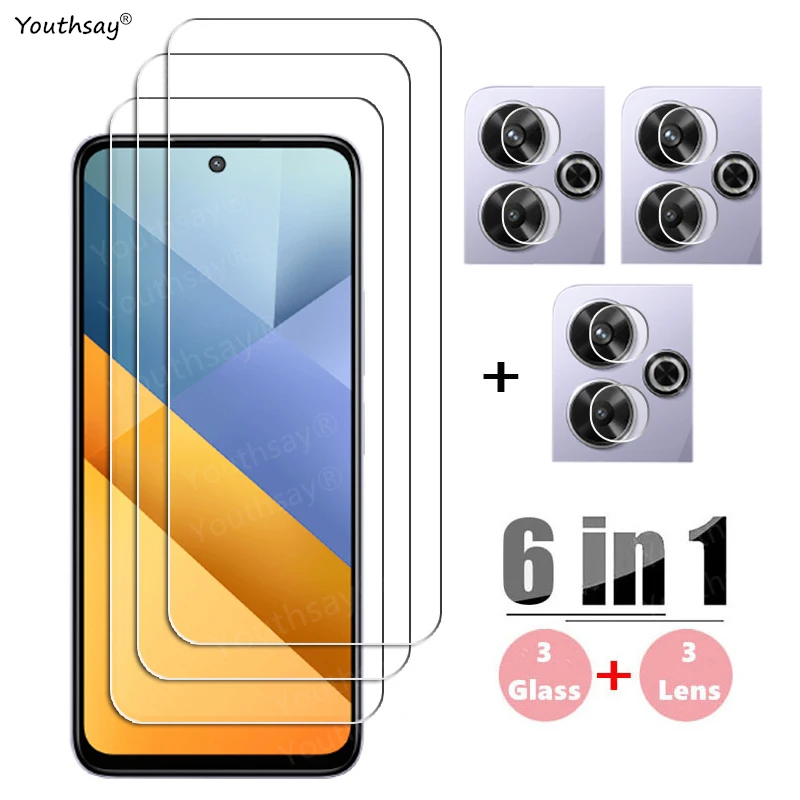 

Full Gule Tempered Glass For Poco M6 Screen Glass Poco M6 Screen Protector HD Protctive Phone Camera Lens Film For Poco M6 4G