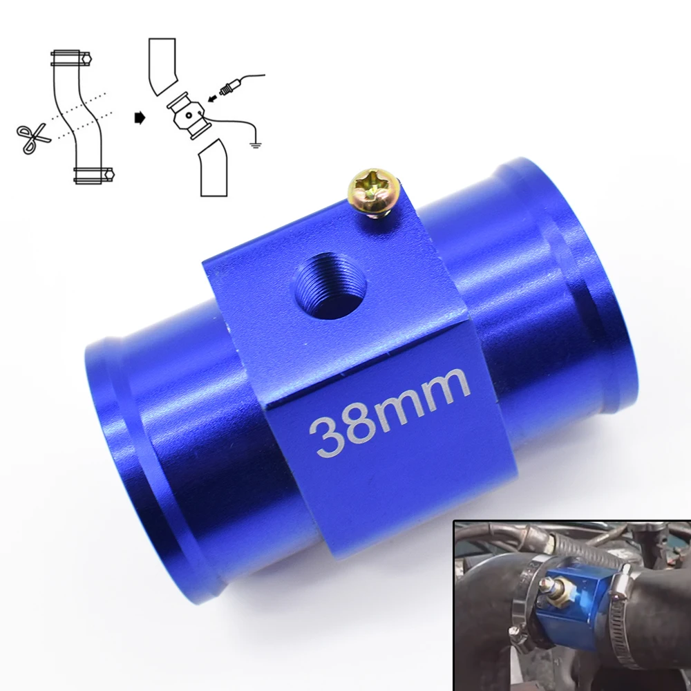 Qiilu Adaptateur Tuyau Température Eau 30mm Universel Voiture - Capteur Métal Bleu Avec Pinces