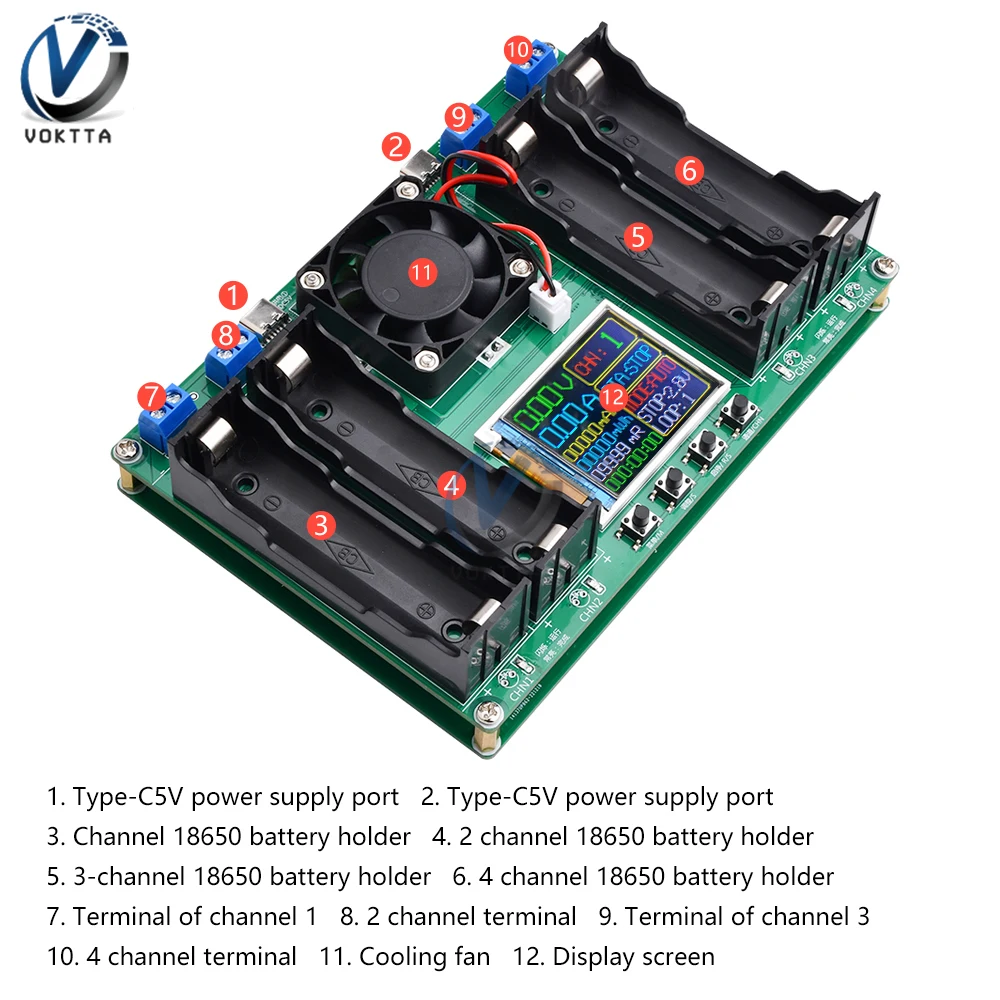 18650 Lithium Battery Capacity Tester Module MAh MWh Digital Battery Power Detector Module 18650 Battery Tester Module Type-C