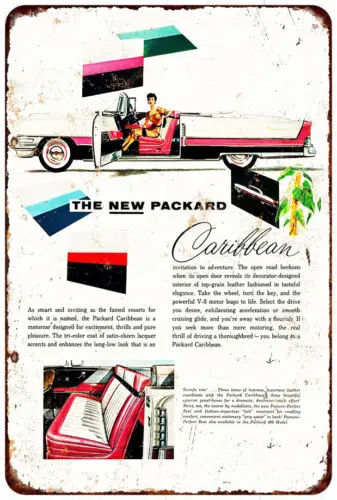 1955 Packard Карибский винтажный вид репродукция металлический знак 8x12