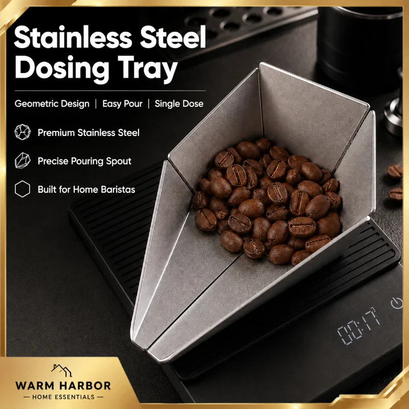 Low Poly Coffee Bean Dosing Plate Stainless Steel Geometric Bean Tray For Espresso Weighing Pour Over Brewing Home Barista Tool