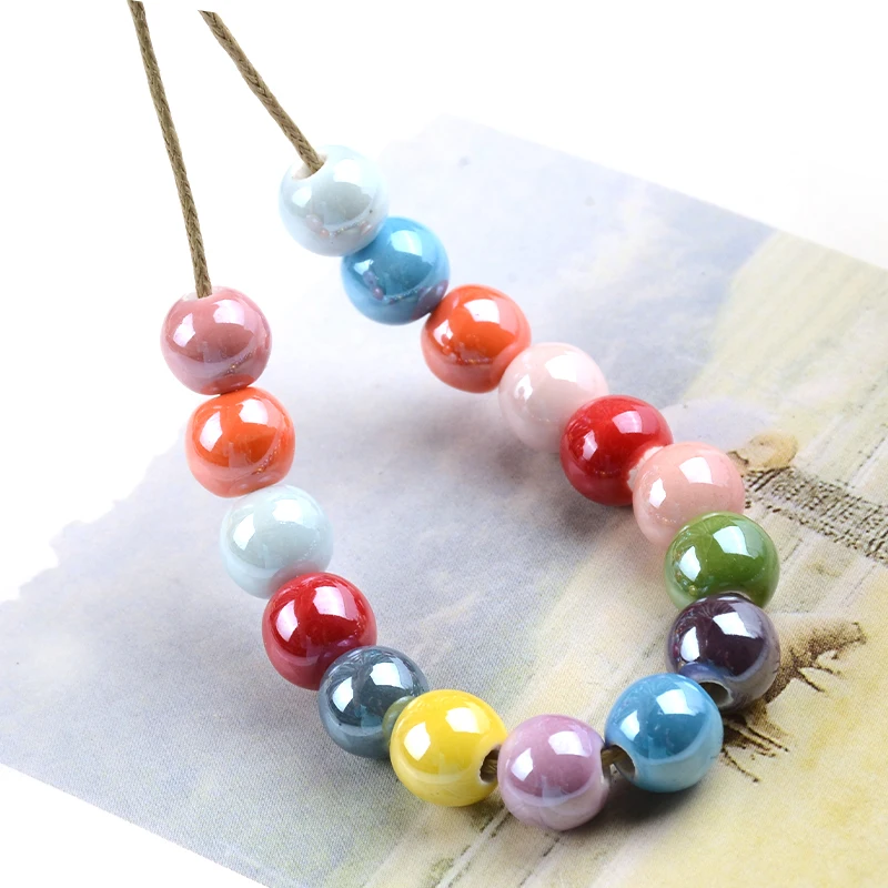 8mm 10mm Multicolor Round Ceramic Beads Porcelain Loose Beads For Jewelry Making Bracelet Necklace DIY Accessories