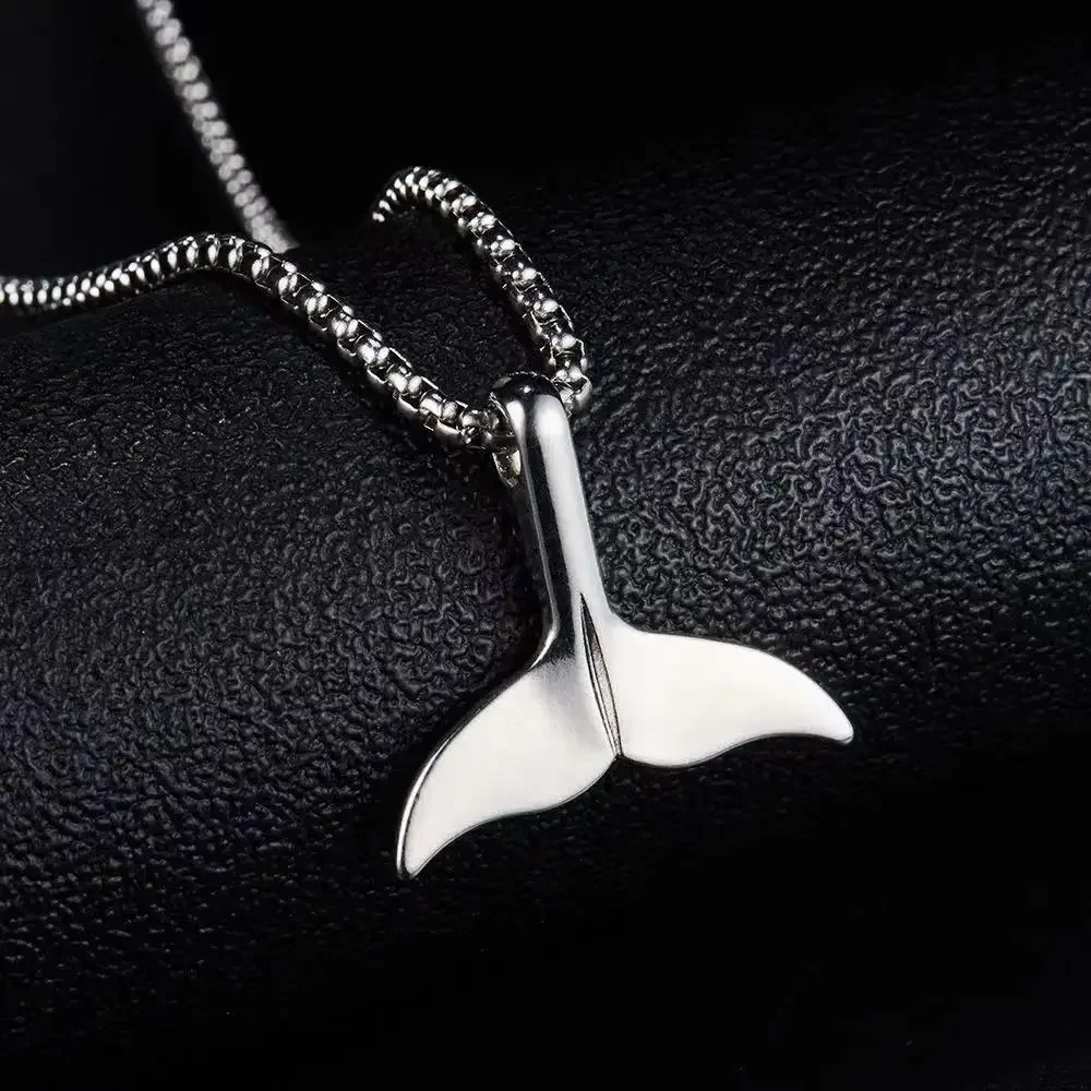 New Trend Whale Tail Pendant Boho Sweater Necklace for Women Dolphin Fishtail Mermaid Silver Plated Collar Jewelry Accessories