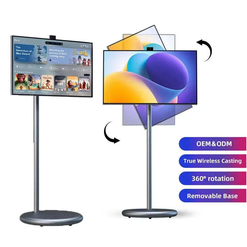 

Factory 32 Inch Advertising Monitor 128Gb 9000Mah Smart Screen 27" Lcd Portable Smart Tv Mobile Smart Portable Tv with Wheels