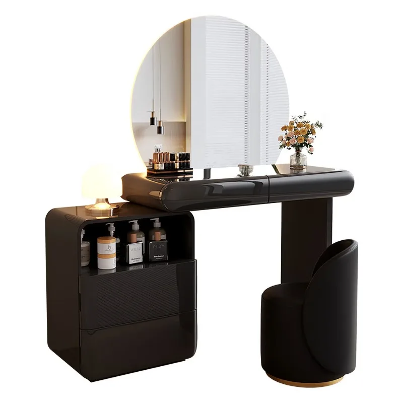 

Light luxury black dresser, solid wood high-end sense, Italian dresser and chest integrated