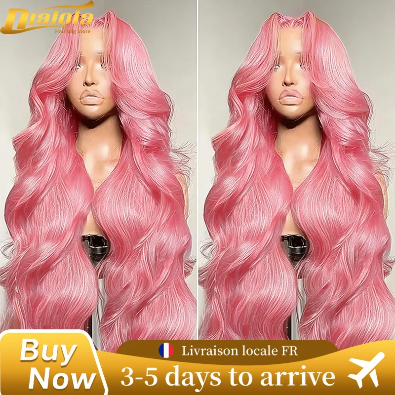 38 Inch Pink Human Hair Wig Body Wave Lace Front Wig 13X4 13X6 Hd Lace Frontal Wig Brazilian Hair Colored for Women 250 Density