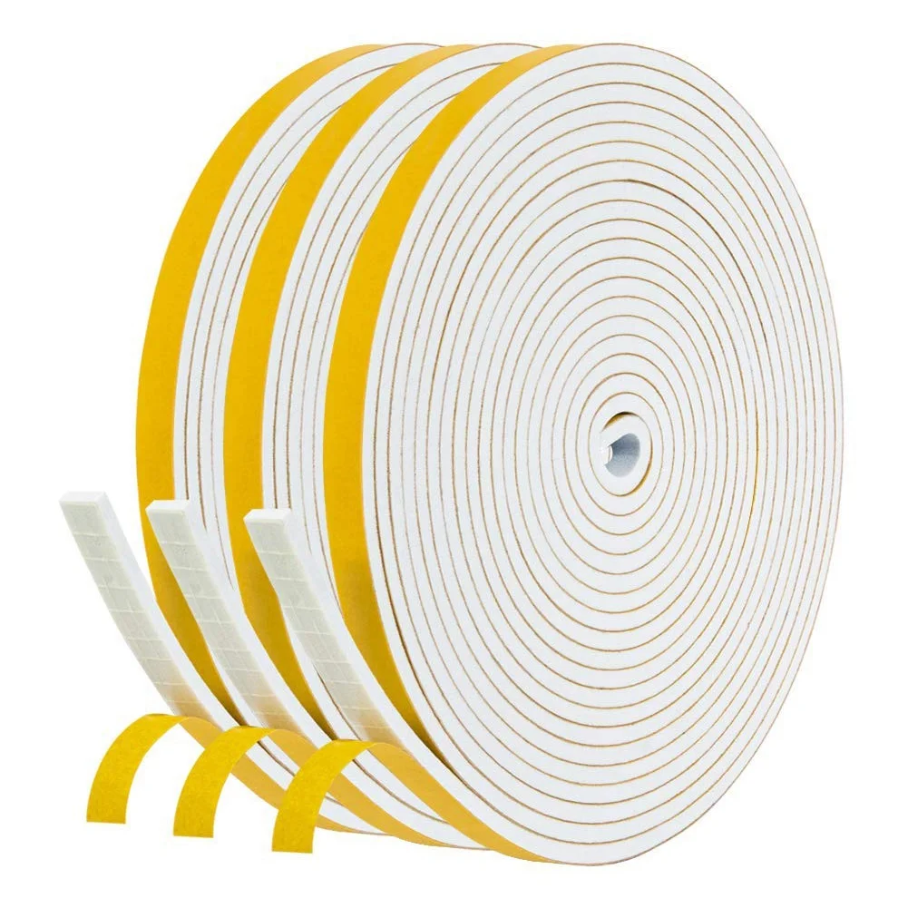 

Self Adhesive Foam Tape Door Window Seal Door Draught Excluder Weatherstripping, 6mm Wide x 3mm Thick 3 Pcs Each White