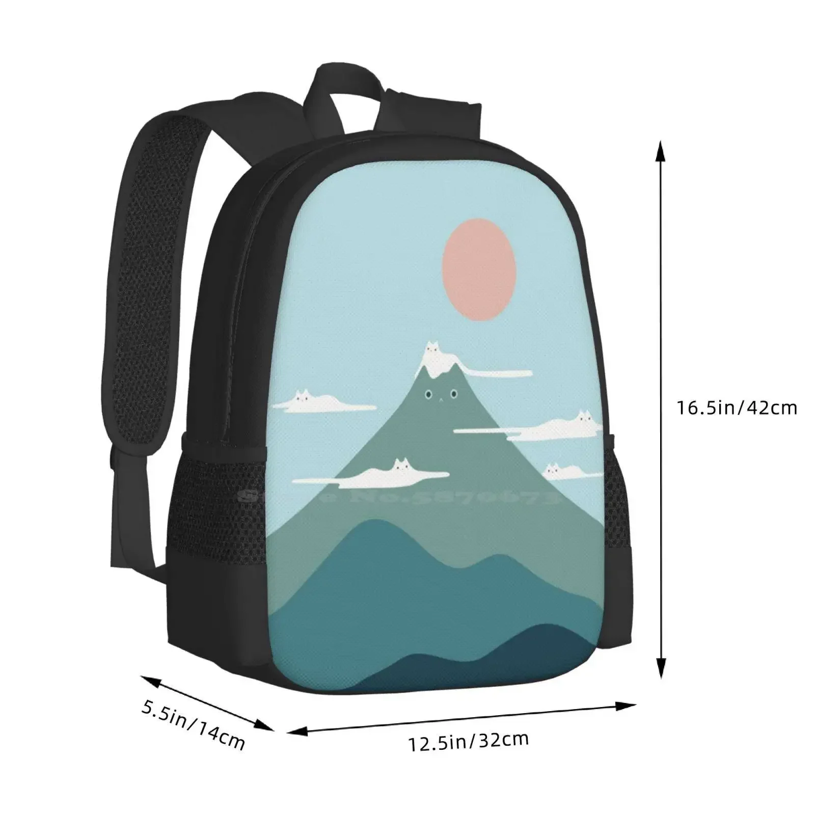 القط المشهد 72B رائجة البيع المدرسية على ظهره حقائب الموضة القط عاشق لطيف القط القط الفن القط الرسم الجبل القط القط المشهد