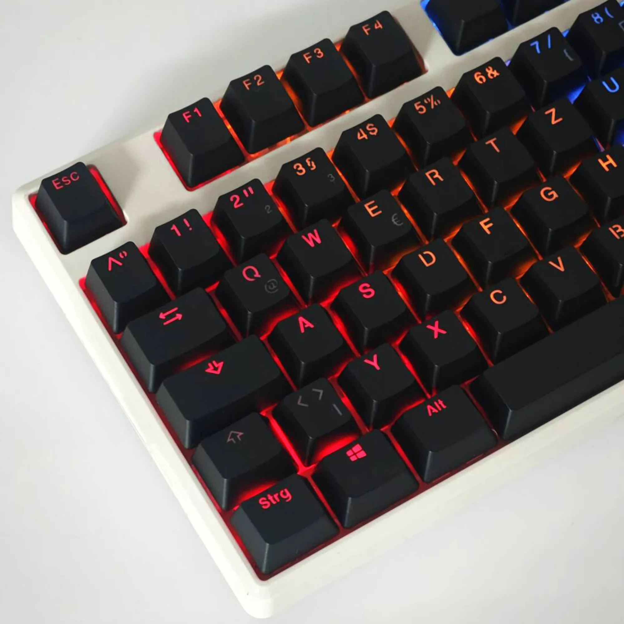 123 German QWERZ ISO Double Shot PBT Shine Through OEM Profile Keycaps For MX Switches 68 84 96 61 87 104 Mechanical Keyboard