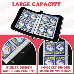 Pokemon 4 tarjetas de carpetas de tarjetas de bolsillo, aglutinantes de comercio impermeable se adapta a 400 álbumes de colección de tarjetas con mangas, portátiles 10 mejores carpetas de tarjetas de ventas 4 bolsillo - №5
