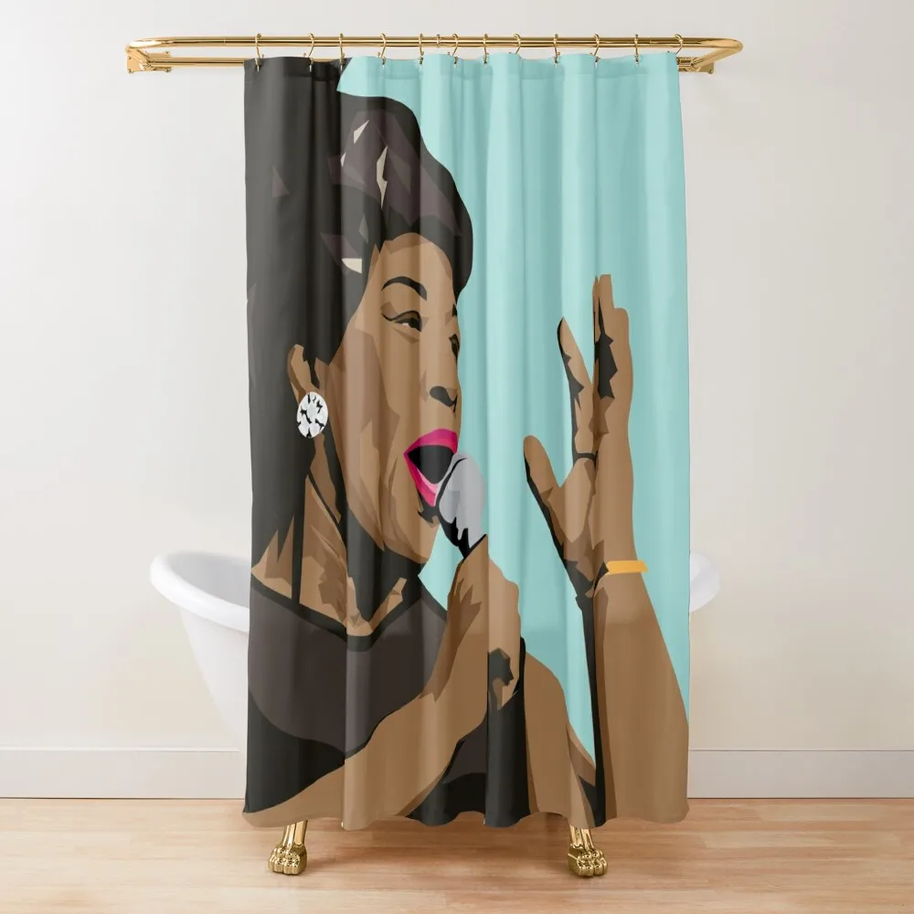 

Ella {Portrait - on blue Shower Curtain Bathroom Decor Bathtub Bathroom Accessory Toilet Accessories Bathroom Curtain